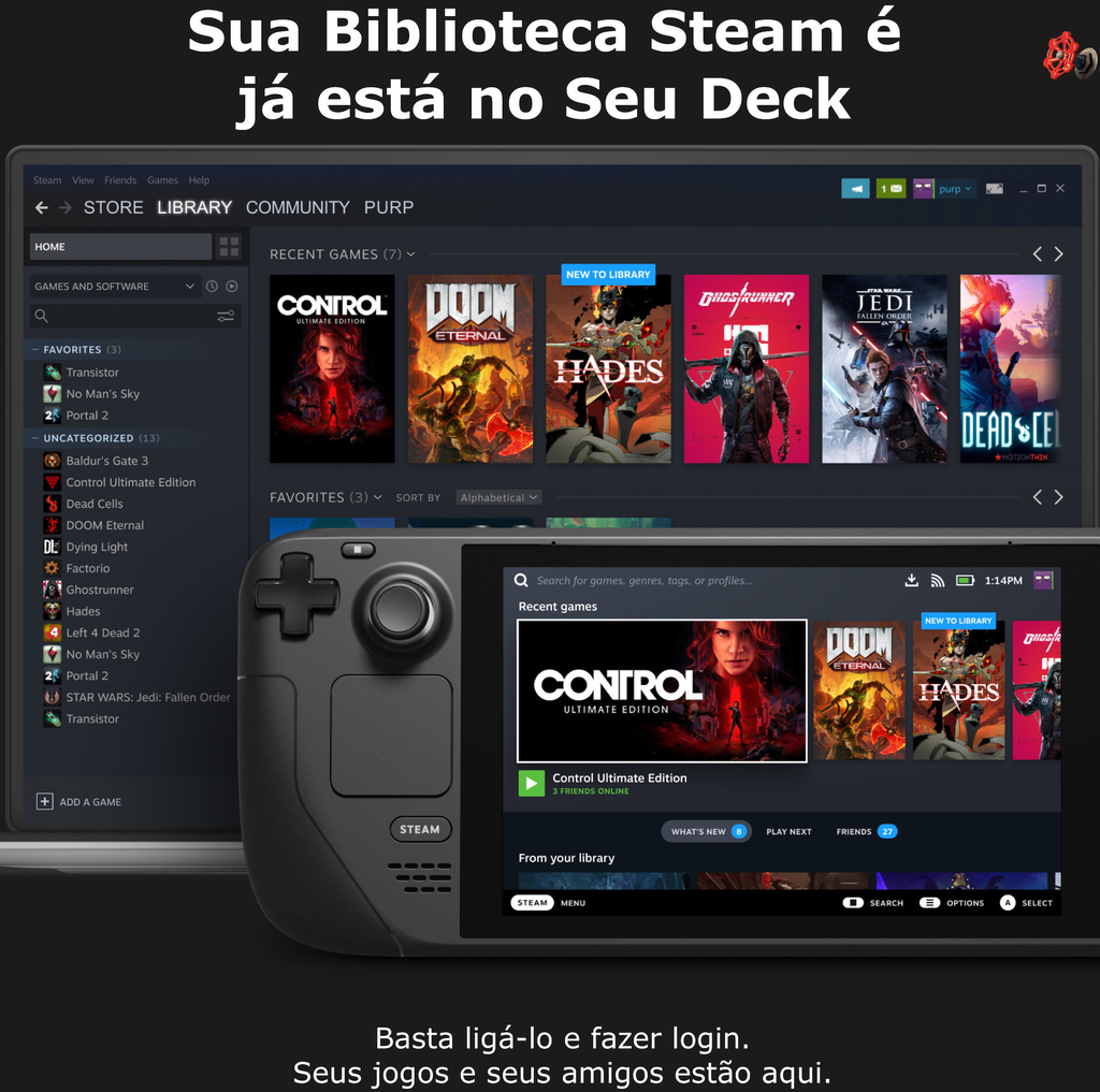 Image of Valve Handheld Steam Deck l 7" Touchscreen l All-in-one portable PC gaming l Full-featured gaming PC l PC Gamer Portátil l Recursos completos de PC l O portátil para jogos mais poderoso e completo do mundo l O dispositivo gamer mais esperado dos últimos anos