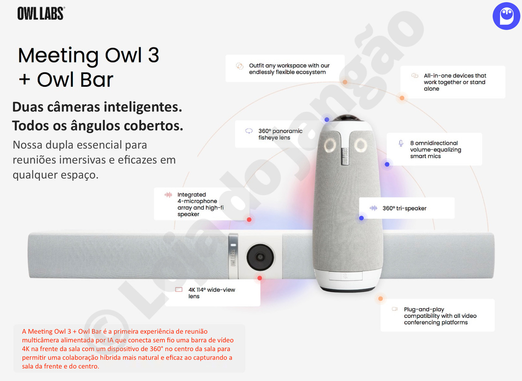 Owl Labs Meeting Owl 3 360° 1080p + OWL BAR 4K Frontal , Sistema Multi-Câmera de Videoconferência Inteligente - online store