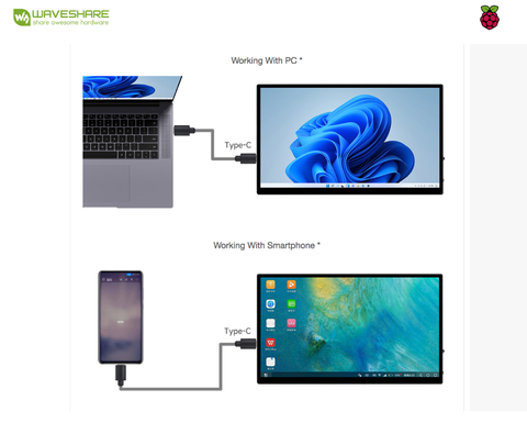 Imagem do WaveShare Display 13.3" 2K AMOLED Touch, 2560×1440, HDMI/Type-C Display Interface, Optical Bonding Toughened Glass Panel, Metal Case , Raspverry Pi , Jetson Nano , Jetson NX