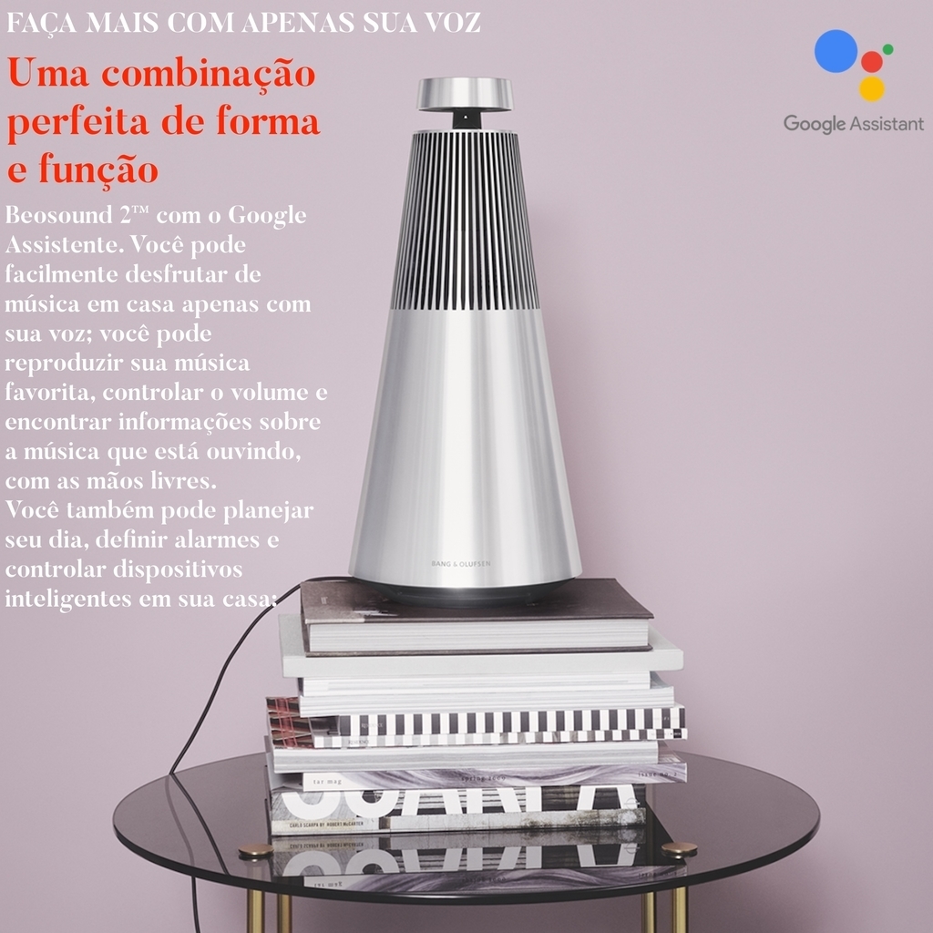 Bang & Olufsen Beosound 2 l 2-Pack l Natural Aluminium l Wireless Multiroom Speaker l Auto Falante Multi-Room 360º l Acoustic Lens Technology l WiFi & Bluetooth l Chromecast & Google Assistant Integrados l Compatível com Apple 2 & Spotify Connect l Recomendado para áreas de 10m² até 120m²