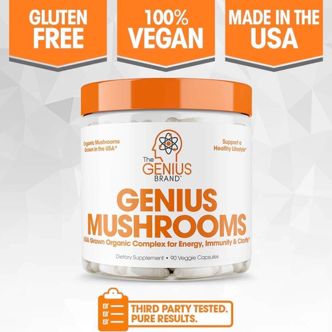 Genius Mushroom Cogumelos Lions Mane (Juba de Leão), Cordyceps e Reishi Suplemento Nootrópico 180 Cápsulas Vegetais - Loja do Jangão - InterBros