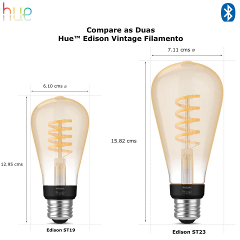 Philips Hue White Ambiance Dimmable Smart Filament l Estilo Edison ST23 l Lâmpada LED de Filamento Vintage l 2ª Geração l Mais Brilhantes l Branco Quente a Branco Frio | Compatível com Alexa, Apple Homekit & Google Assistant | Funciona com Bluetooth e/ou com a Hue Bridge - buy online