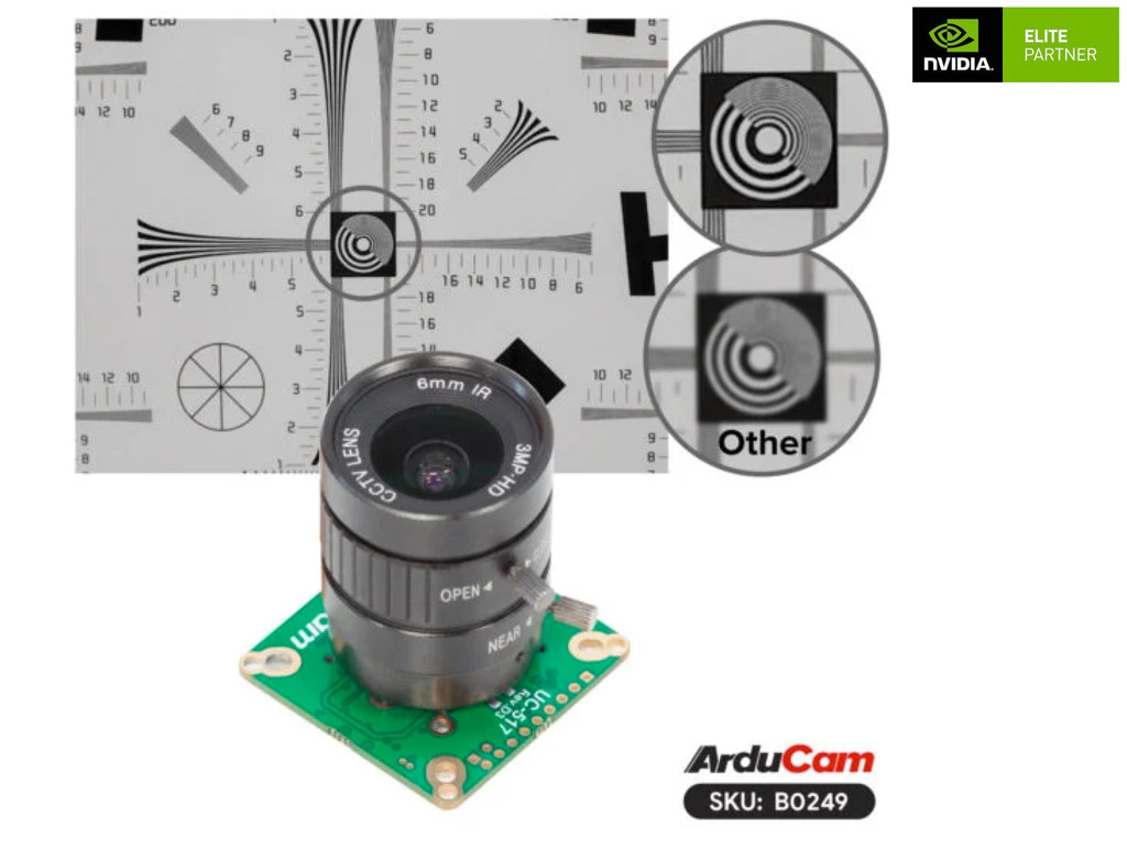 Arducam High Quality Camera, 12.3MP 1/2.3″ IMX477 , 477P HQ Camera Module + 6mm CS-Mount Lens for NVIDIA® Jetson Nano , NX , AGX , Raspberry Pi , B0249 , B0240