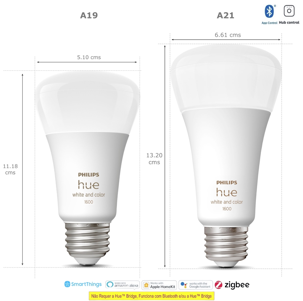 Philips Hue Smart White and Color Ambiance Lâmpada Inteligente A21 100W 1.600 lumens - loja online