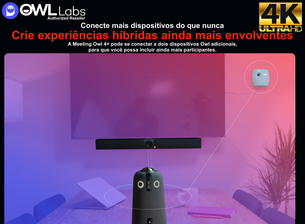 Owl Labs Meeting Owl 4+ 4K Ultra HD 360º, Câmera de Videoconferência I.A. , Silent Switching , recurso The Nest , Áudio Surround 360º - comprar online