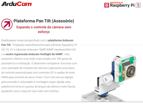 Arducam 64MP Motorized Focus USB 3.0 Camera Module , Raspberry Pi 5 , com Case , B0475C - comprar online