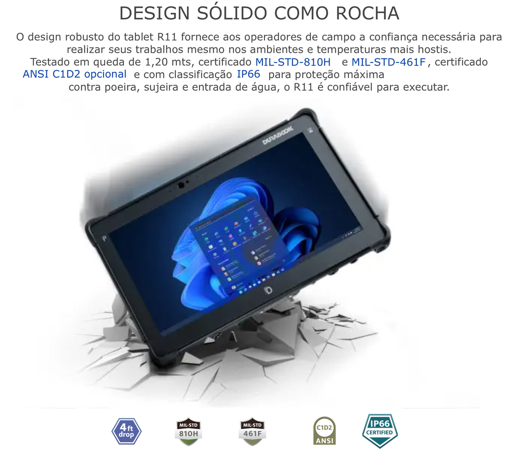 Durabook l R8 Rugged Tablet l Tablete Industrial Robusto l Elegante e Super Compacto l Formato de bolso l 8.0” (1280 x 800) LCD DynaVue® SR display com 800 nits l Personalizável l Projetado para os ambientes mais severos l Peça um orçamento - buy online