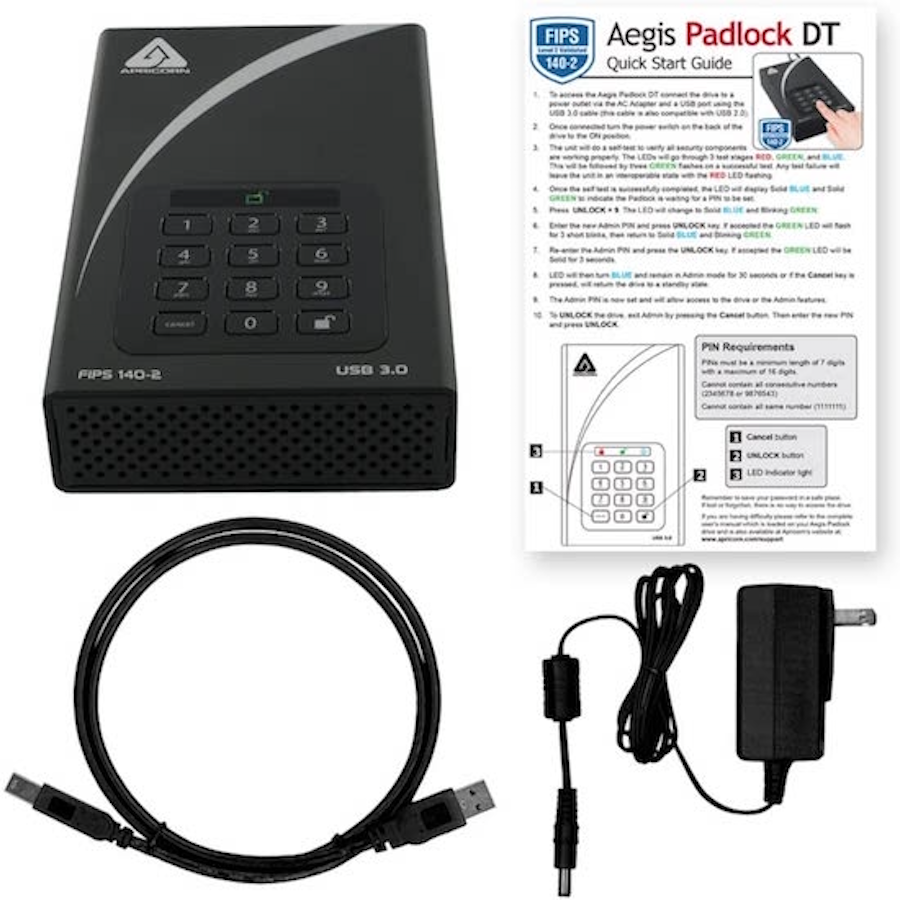 Apricorn 10 TB | USB 3.0 Hard Drive | Aegis Padlock AES-XTS 256-Bits | Disco Rígido Desktop | Criptografia de Grau Militar - comprar online