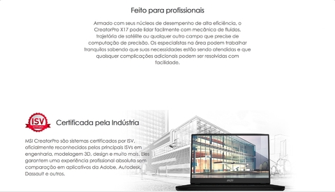 MSI CreatorPro X17 17.3" Professional Creator Laptop l Estação de Trabalho Poderosa l Orientada para o Desempenho l 1.5 - 5.0 GHz Intel Core i9 16-Core (12th Gen) l 17.3" 3840 x 2160 4K 120 Hz Display l 32 GB DDR5 RAM | 1TB PCIe 4.0 SSD Gen4x4 l NVIDIA RTX A3000 (12GB GDDR6) l Solução de Alto Nível l Arquitetos, Programadores , Designers, Engenharia e Criação aeroespacial, IA, VR, Simulação CAE e Renderizações 3D l A12UKS-059 - Loja do Jangão - InterBros
