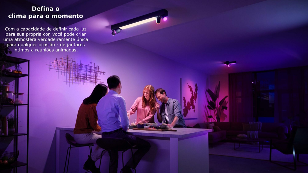 Philips Hue White & Color Ambiance Centris l Smart 4-Spots Ceiling Bar l Luminária de Teto l Ajuste cada Luz Individualmente l Poderoso Fluxo Luminoso 4.200 lumen l Compatível com Alexa, Apple Homekit & Google Assistant | Funciona com Bluetooth e/ou com a Hue Bridge