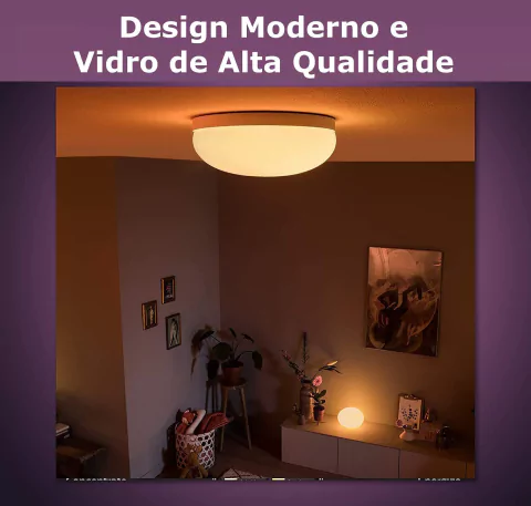 Philips Hue White & Color Ambiance Flourish Ceiling Light l 2ª Geração l Luminária de Teto Inteligente Plafon l Bluetooth e WiFi l Alto Fluxo Luminoso 2.250 lumen l LED Integrado l Compatível com Alexa, Apple Homekit & Google Assistant | Funciona com Bluetooth e/ou com a Hue Bridge - Loja do Jangão - InterBros