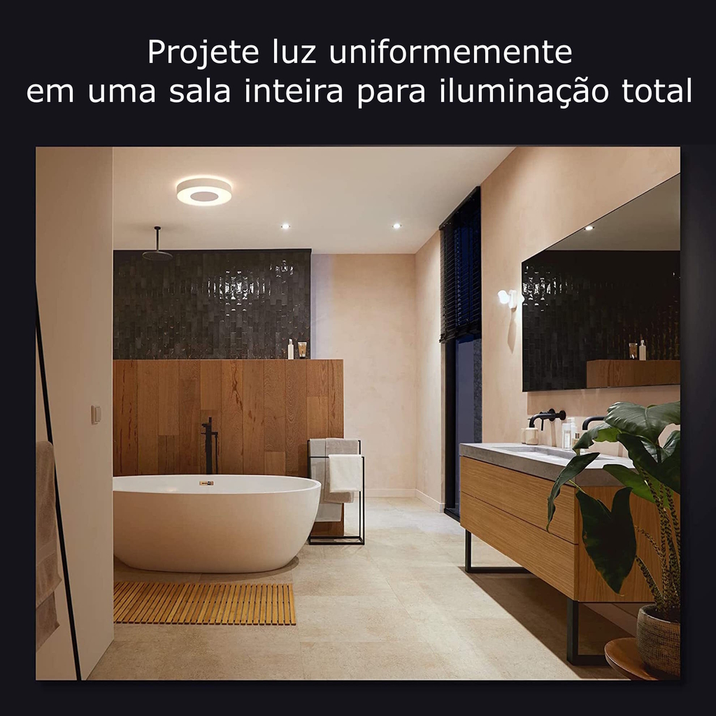 Philips Hue White & Color Ambiance Xamento Medium l Bathroom Smart Ceiling l Luminária Plafon de Teto Inteligente Média l Feita para Banheiros l A Prova D' Água l WiFi e Bluetooth l Fluxo Luminoso 2.350 lumen l LED Integrado l Compatível com Alexa, Apple Homekit & Google Assistant l Requer Hue(TM) Bridge