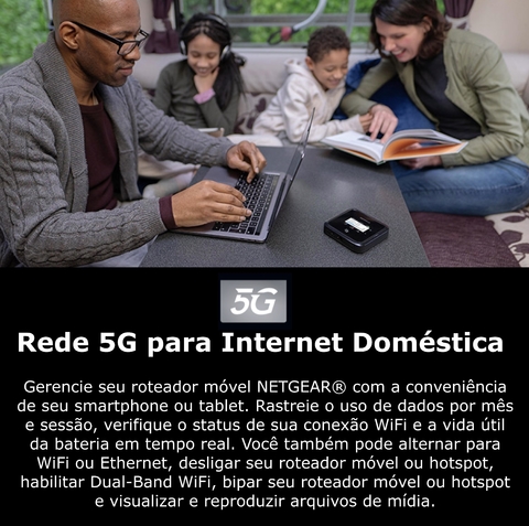 Netgear Nighthawk M5 5G WiFi 6 Mobile Router Unlocked l Hotspot Roteador Móvel | Ultrarrápido 5G | Desbloqueado para todas as Operadoras | Conecta até 32 Dispositivos Sim card não incluído l Conecta até 32 Dispositivos l Ativado para Uso Doméstico ou Comercial l Bateria Adicional e Antena opcional também disponíveis on internet