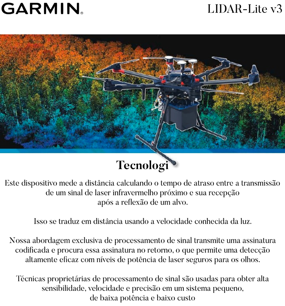 Garmin LIDAR-LITE V3 l LIDAR-LITE V3 HP l Sensor Laser l Sensor óptico de alcance e proximidade l Drones, Robôs e UAVs l Alcance de 40 mts en internet