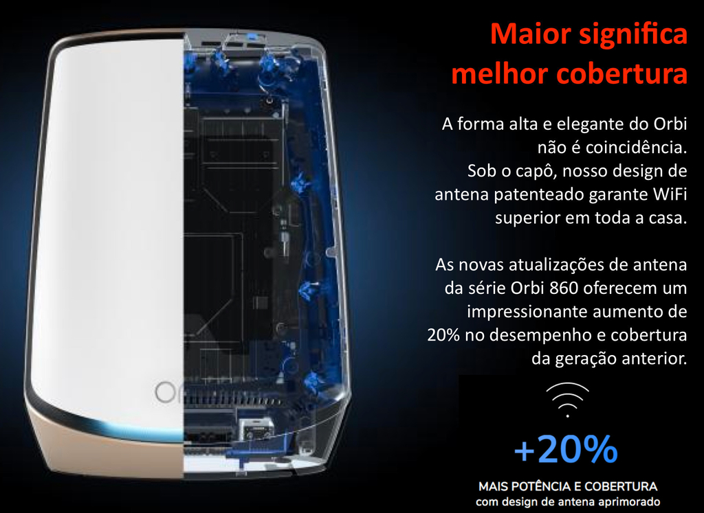 NETGEAR Orbi 860 Series Tri-Band WiFi 6 Mesh System, RBK864S , 6 Gbps, 10 Gig Port 1.000m² - Loja do Jangão - InterBros