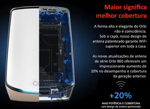 NETGEAR Orbi 860 Series Tri-Band WiFi 6 Mesh System, RBK864SB , 6 Gbps, 10 Gig Port 1.000m² - Loja do Jangão - InterBros