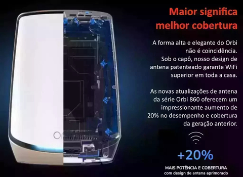 NETGEAR Orbi 860 Series Tri-Band WiFi 6 Mesh System, RBK862SB , 6 Gbps, 10 Gig Port 500 m² - Loja do Jangão - InterBros