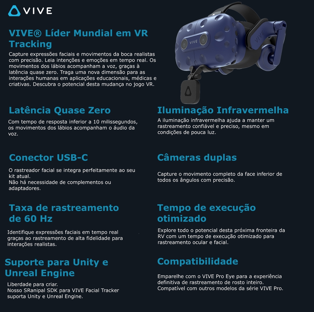 HTC VIVE Pro 2 Headset l Resolução 5K l Taxa de 120 Hz l Campo visão 120° l 99HASW001-00 - loja online