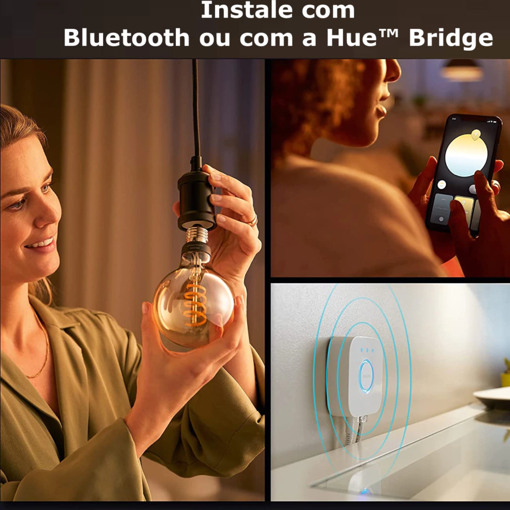 Philips Hue White Ambiance Dimmable Smart Filament G40 l Lâmpada Globo Gigante l LED de Filamento Vintage l 2ª Geração l Mais Brilhantes l Branco Quente a Branco Frio | Compatível com Alexa, Apple Homekit & Google Assistant | Funciona com Bluetooth e/ou com a Hue Bridge on internet