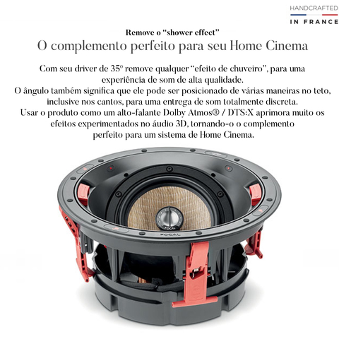 Focal 300 ICA6 l In-Ceiling / In-wall Angled l Driver Angled at 35° l Adequa-se a posição em que você está ouvindo l Tecnologia Flax™ l Coaxial 2-way Loudspeaker l Dolby Atmos DTS:X l Auto Falante de Teto e Parede