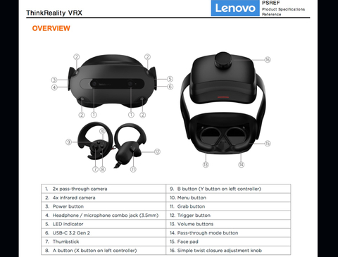 Lenovo ThinkReality VRX All-in-one headset Virtual Reality / Mixed Reality 12DE0003US - comprar online