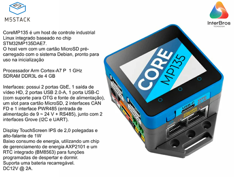 M5STACK CoreMP135 com STM32MP135D , Linux Industrial Micro Host , Developer & Educational Kit K135 - comprar online