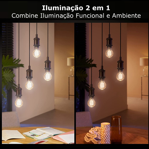 Philips Hue White Ambiance Dimmable Smart Filament A19 l Lâmpada LED de Filamento Vintage l 2ª Geração l Mais Brilhantes l Branco Quente a Branco Frio | Compatível com Alexa, Apple Homekit & Google Assistant | Funciona com Bluetooth e/ou com a Hue Bridge - comprar online