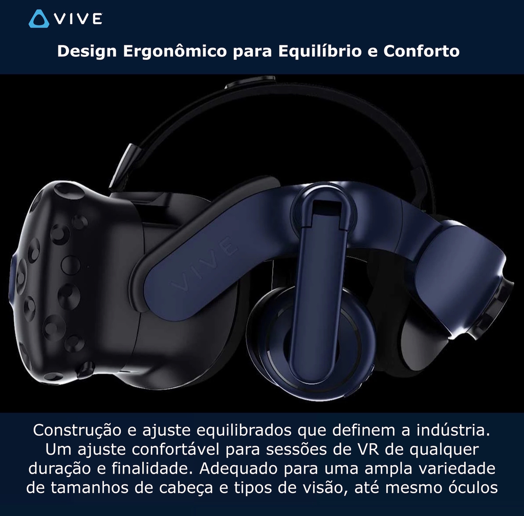 HTC VIVE Pro 2 Headset l Resolução 5K l Taxa de 120 Hz l Campo visão 120° l 99HASW001-00 - comprar online