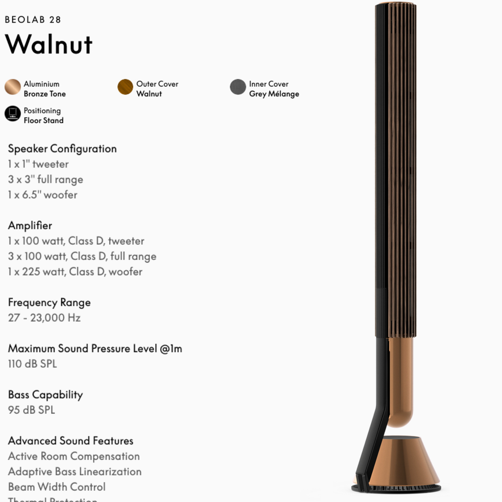 Bang & Olufsen Beolab 28 l Walnut Oak l Wireless Stereo Speakers for Home Cinema l Som Estéreo de Grau de Estúdio l Aparências Elegantes l Grave Poderoso l 1.250 Watts l Wi-Fi & Bluetooth l Chromecast & Google Assistant Integrados l Compatível com Apple 2 & Spotify Connect l Recomendado para áreas de 15m² até 50m² en internet