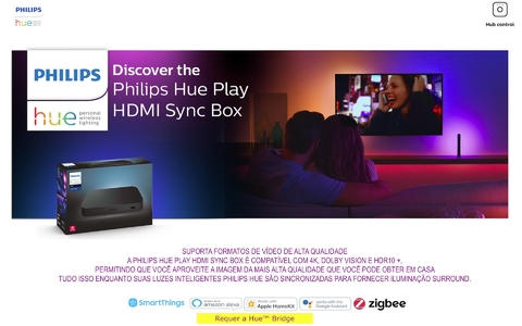 Philips Hue Play Gradient Lightstrip Fita de LED 55" + Hue Light Tube Large + Hue Sync Box TVs de 55" até 65"