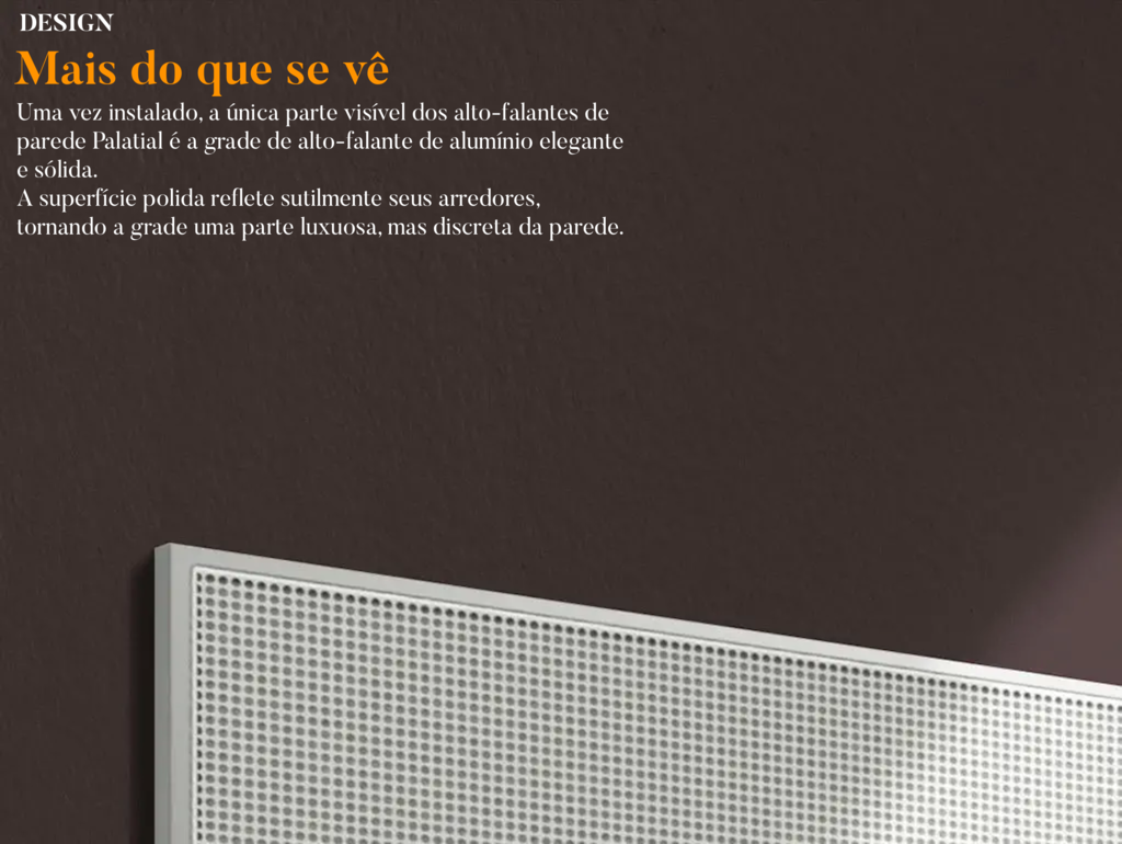 Bang & Olufsen Palatial l Architectural Speakers l Áudio Arquitetônico l Auto Falante de Teto l Zero Distorção l Residências e Náutico l Discreto e Grade Pintável l Disponível em Dual-woofer e Quad-woofer l Adequado para áreas úmidas