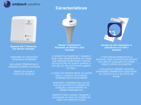 Ambient Weather Estação Meteorológica WiFi Controle Remoto para Piscinas e SPA com Termômetro Flutuante + Higrômetro Sem Fio Externo/Interno Compatível com Alexa - comprar online