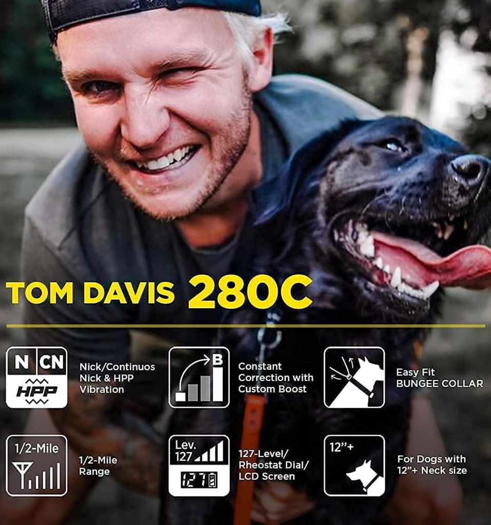 Dogtra Tom Davis 280C | Sistema com E-Collar Ergonômico de Treinamento Remoto | Novo Colar Bungee | Novo Recurso Boost | 127 Níveis de Correção | Alcance de 800 metros | A Prova D' Água - comprar online