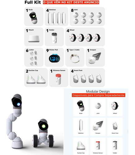 Clicbot Robô Modular Full Kit | Para se Divertir e Aprender Codificação | Programa Educacional STEM | APP Programável | Aulas Semanais Ao Vivo | Idade de + 8 anos e Adultos | Premiado o Melhor do Mundo na internet