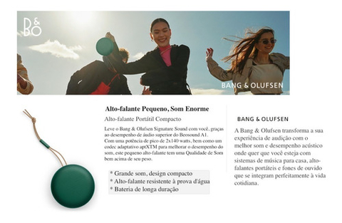 Image of Bang & Olufsen Beoplay A1 | Caixa Bluetooth Portátil | Até 18 horas de Bateria | A Prova D'Água e Areia | Escolha A Cor