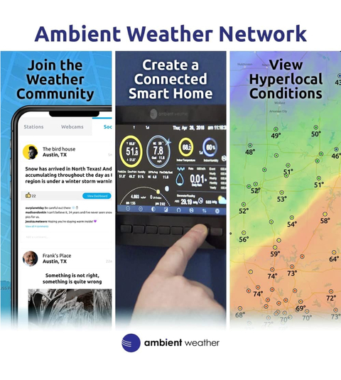 Ambient Weather WS-5000 Estação Metereológica Ultrassônica WiFi Alcance de 300 metros Compatível com Alexa e Google Internet Conectada - Loja do Jangão - InterBros