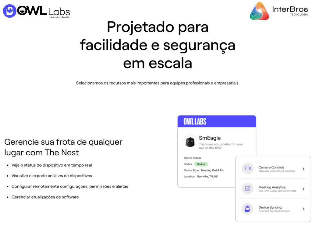 Owl Labs Meeting Owl 4+ 4K Ultra HD 360º, Câmera de Videoconferência I.A. , Silent Switching , recurso The Nest , Áudio Surround 360º - Loja do Jangão - InterBros