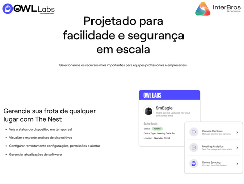 Owl Labs Meeting Owl 4+ 4K Ultra HD 360º, Câmera de Videoconferência I.A. , Silent Switching , recurso The Nest , Áudio Surround 360º - Loja do Jangão - InterBros