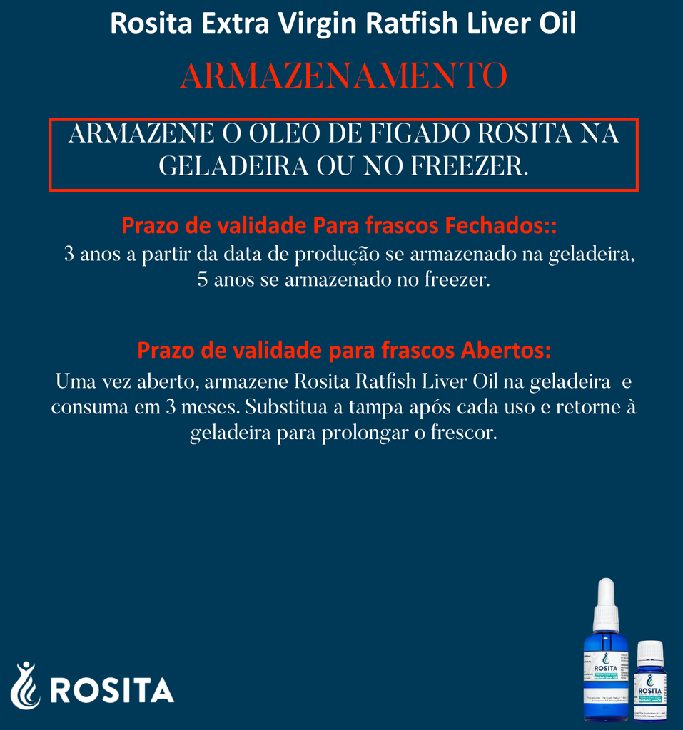 Rosita Extra Virgin Ratfish Liver Oil, Suplemento Alimentar Premium Gourmet, Puro Óleo de Fígado Extra Virgem de Ratfish, Impulsionador da Glândula Pineal, Made in Noruega - Loja do Jangão - InterBros