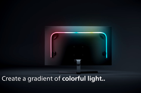 Philips Hue Play Gradient Lightstrip Fita de LED Kit Para 3 Monitores PC ou Mac 24" até 27"