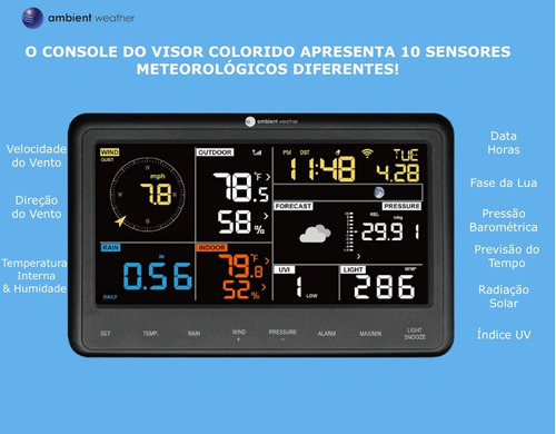 Ambient Weather Estação Metereológica Ultrassônica Professional WiFi | Detector de Raios e Tempestades | Sensor de Qualidade Do Ar | Compatível com Alexa e Google | Internet Conectada - loja online