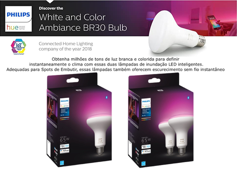 Philips Hue White and Color Ambiance BR30 65W | 3ª Geração | Bluetooth Smart Flood Light | Lâmpada Spot de Embutir | Compatível com Alexa, Apple Homekit & Google Assistant en internet