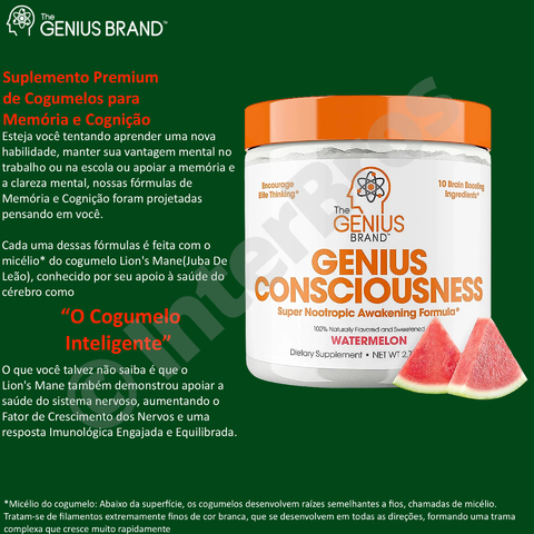 Genius Consciousness Suplemento Alimentar de Cogumelos Lion's Mane (Juba de Leão) Super Nootrópico 79 gramas on internet