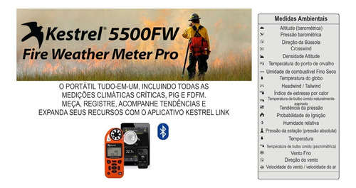 Kestrel Link 5500FW Fire Weather Meter Pro Bluetooth + Palheta + Tripé - comprar online