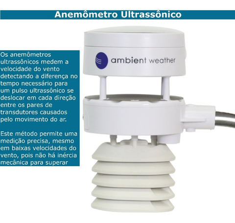 Imagem do Ambient Weather WS-5000 Estação Metereológica Ultrassônica WiFi Alcance de 300 metros Compatível com Alexa e Google Internet Conectada