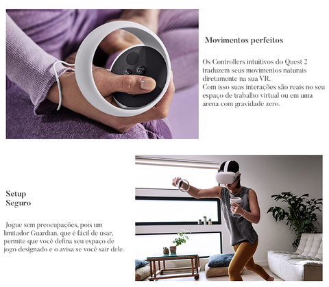 Imagem do Meta Quest 2 128 GB l Advanced All-In-One Virtual Reality VR headset l Oculus Quest 2 l Explore um Meta Universo em expansão l Games, fitness, social, multiplayer, entretenimento e reuniões de trabalho l Viaje por universos em fantasias de grande sucesso l Requer somente um celular e WiFi