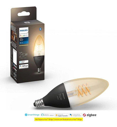 Philips Hue Branca E12 Bluetooth | Filamento | Retrô Vintage | Vela | Candelabro