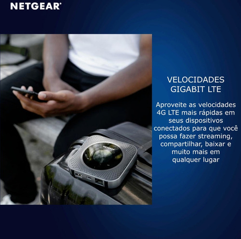 Netgear Nighthawk M1 MR1100 Gigabit Roteador Hotspot Móvel , Desbloqueado para todas as Operadoras , Conecta até 20 Dispositivos