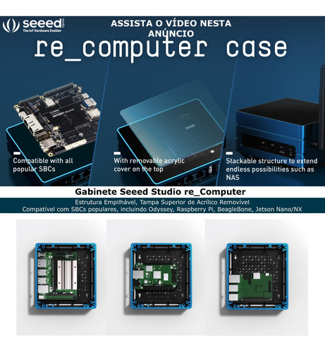 Seeed Studio re_Computer Case | Compatível para SBCs populares, incluindo ODYSSEY-X86J4105, Raspberry Pi, BeagleBone, Jetson Nano e NX | Estrutura Empilhável | Tampa removível de Acrílico - comprar online