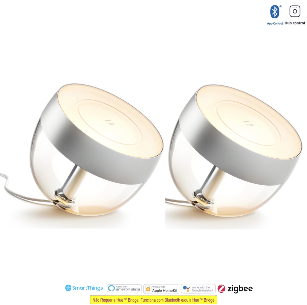 Philips Hue Iris l Limited Edition Silver l White and Color Ambiance l Bluetooth Table Lamp Smart Lighting l 2ª Geração l Luminária de Mesa e Piso l Compatível com Alexa, Apple Homekit & Google Assistant | Funciona com Bluetooth e/ou com a Hue Bridge l Kit2 - buy online